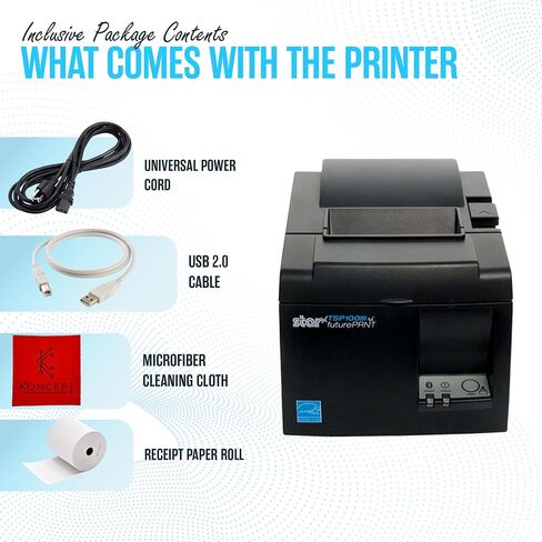TSP143IIIU USB ONLY - NOT Bluetooth - Star Micronics Thermal Receipt Printer Bundle - 1 Year Warranty - with USB 2.0 Cable, Universal Power Cord and Microfiber Cleaning Cloth - TSP100iii-USB (Renewed) in Saudi Arabia