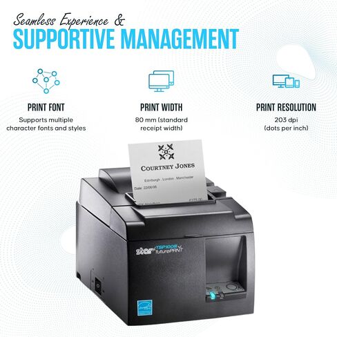 TSP143IIIU USB ONLY - NOT Bluetooth - Star Micronics Thermal Receipt Printer Bundle - 1 Year Warranty - with USB 2.0 Cable, Universal Power Cord and Microfiber Cleaning Cloth - TSP100iii-USB (Renewed) in Saudi Arabia
