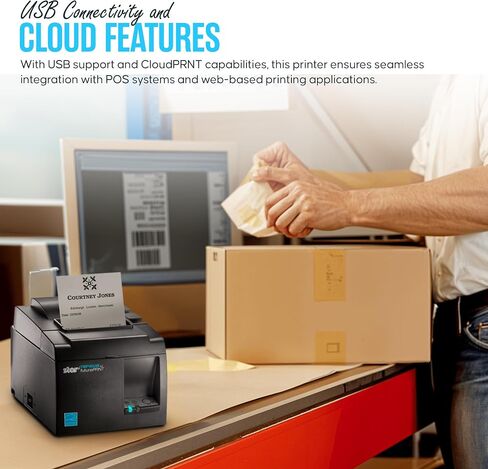 TSP143IIIU USB ONLY - NOT Bluetooth - Star Micronics Thermal Receipt Printer Bundle - 1 Year Warranty - with USB 2.0 Cable, Universal Power Cord and Microfiber Cleaning Cloth - TSP100iii-USB (Renewed) in Saudi Arabia
