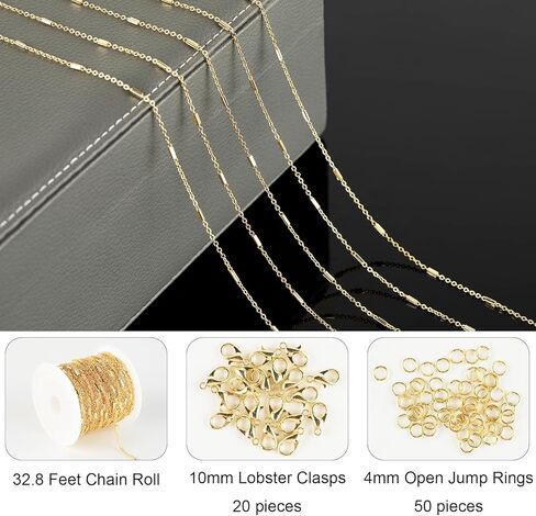 Jabogrii 5 Meters Flat Star Jewelry Making Chains 18K Gold Plated Brass Chain for Jewelry Making Handmade Chain Bulk Craft Chain Roll Jewelry Findings in Saudi Arabia