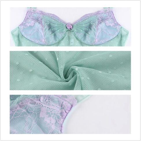 Sup-Coente Y2K Lace Crop Top Tank Women Fairy Blue Asymmetrical Sheer Mesh Cute in Saudi Arabia