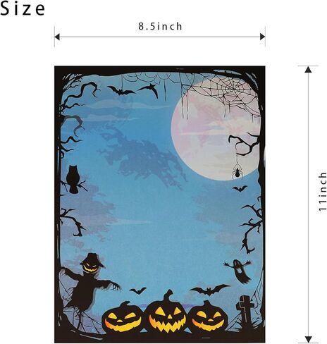 قرطاسية الهالوين، 4 تصميمات من الحروف ذات الرأسية ذات الحدود الكرتونية لدعوات حفلات الهالوين والطباعة المدرسية، 8.5 بوصة × 11 بوصة in Kuwait