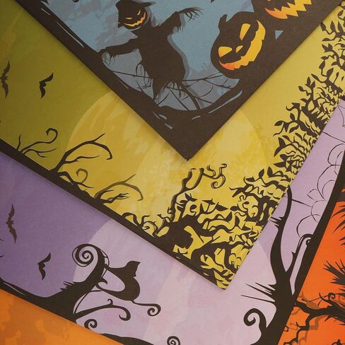 قرطاسية الهالوين، 4 تصميمات من الحروف ذات الرأسية ذات الحدود الكرتونية لدعوات حفلات الهالوين والطباعة المدرسية، 8.5 بوصة × 11 بوصة in Kuwait