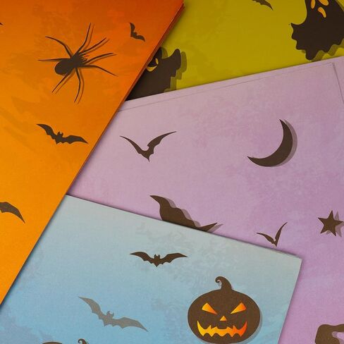 قرطاسية الهالوين، 4 تصميمات من الحروف ذات الرأسية ذات الحدود الكرتونية لدعوات حفلات الهالوين والطباعة المدرسية، 8.5 بوصة × 11 بوصة in Kuwait