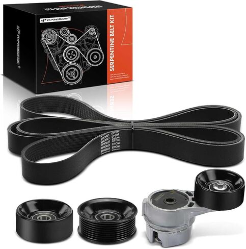 A-Premium Serpentine Drive Belt Kit W/Tensioner & Idlers Compatible with Ford Cars - F-250 1995-1996, F-250 HD 1997, F-350 1995-1997, F-Super Duty, E-350 Econoline, E-350 Econoline Club Wagon - 7.3L in Saudi Arabia