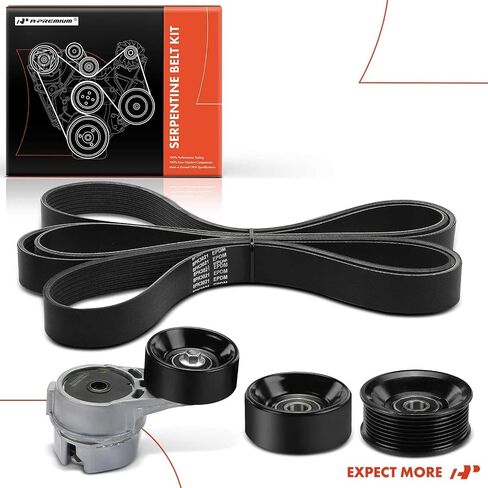 A-Premium Serpentine Drive Belt Kit W/Tensioner & Idlers Compatible with Ford Cars - F-250 1995-1996, F-250 HD 1997, F-350 1995-1997, F-Super Duty, E-350 Econoline, E-350 Econoline Club Wagon - 7.3L in Saudi Arabia