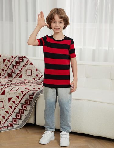 ABeCue Toddlers and Boys' Short Sleeve Crew Neck Striped T-Shirt 2T-Large in Saudi Arabia
