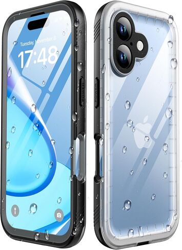SPORTLINK for iPhone 16 Pro Case Waterproof - Built in Screen Protective, IP68 Underwater /6.6FT Military Dropproof/Dustproof/Full Body Phone Case 6.3 inch Black/Clear in Saudi Arabia