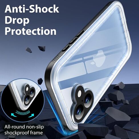 SPORTLINK for iPhone 16 Pro Case Waterproof - Built in Screen Protective, IP68 Underwater /6.6FT Military Dropproof/Dustproof/Full Body Phone Case 6.3 inch Black/Clear in Saudi Arabia
