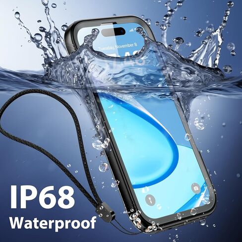 SPORTLINK for iPhone 16 Pro Case Waterproof - Built in Screen Protective, IP68 Underwater /6.6FT Military Dropproof/Dustproof/Full Body Phone Case 6.3 inch Black/Clear in Saudi Arabia