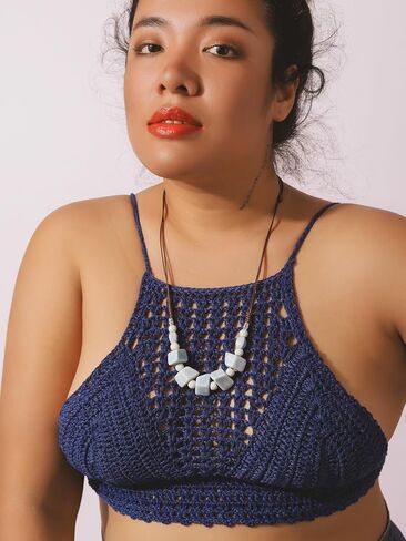 MINACHI Hippie Boho White Blue Ceramic Bead Strand Necklace, Bohemian Beach Summer Ocean Jewelry Gift for Women in Saudi Arabia