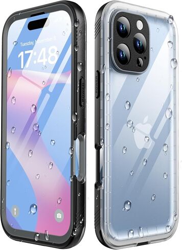 SPORTLINK for iPhone 16 Pro Case Waterproof - Built in Screen Protective, IP68 Underwater /6.6FT Military Dropproof/Dustproof/Full Body Phone Case 6.3 inch Black/Clear in Saudi Arabia
