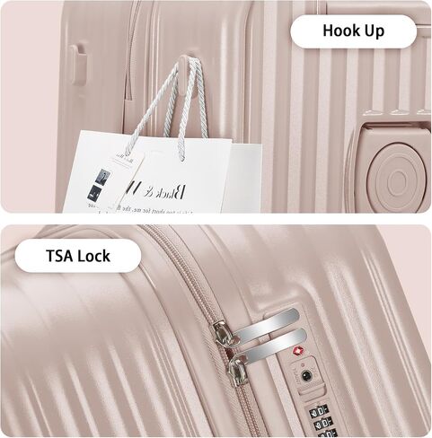 24in Hardside Luggage with Spinner Wheels and Built-in TSA Lock Durable Suitcase Rolling Luggage with USB Port Cup Holder (White) in Saudi Arabia