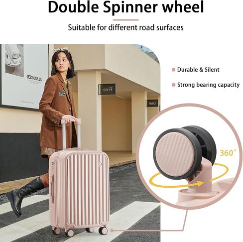 24in Hardside Luggage with Spinner Wheels and Built-in TSA Lock Durable Suitcase Rolling Luggage with USB Port Cup Holder (White) in Saudi Arabia