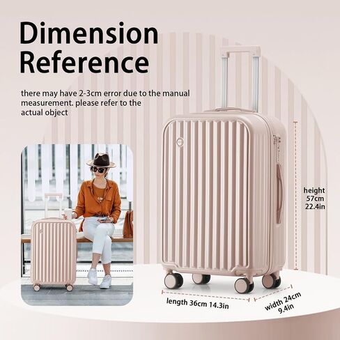 24in Hardside Luggage with Spinner Wheels and Built-in TSA Lock Durable Suitcase Rolling Luggage with USB Port Cup Holder (White) in Saudi Arabia