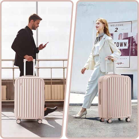 24in Hardside Luggage with Spinner Wheels and Built-in TSA Lock Durable Suitcase Rolling Luggage with USB Port Cup Holder (White) in Saudi Arabia