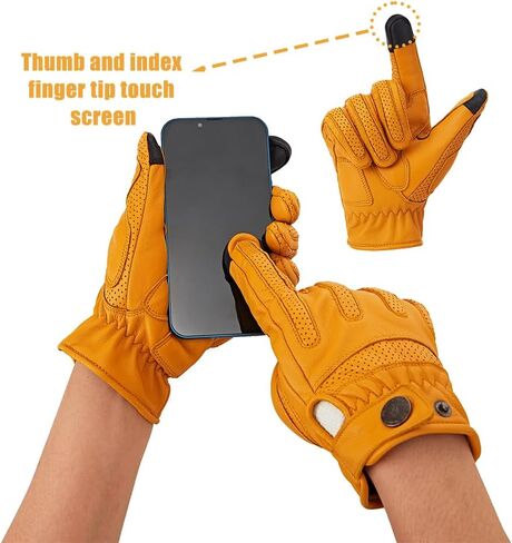 Motocross Riding Protective Vented Leather Sheepskin Motorcycle Gloves Touchscreen Fingers Men and Women Motocross Riding Gloves in Saudi Arabia