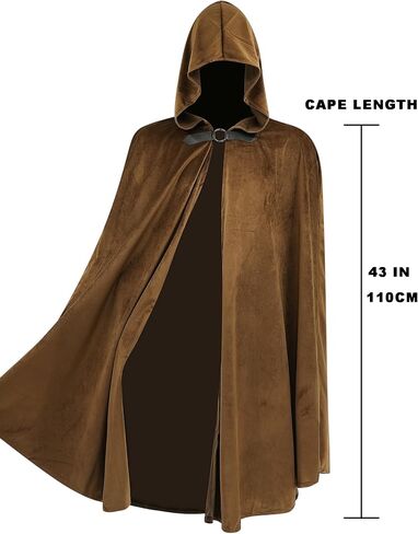 Cloak With Hood Men Medieval Cloak Wizard Robe Renaissance Cape Unisex Halloween Costume Cosplay Prop For Women in Saudi Arabia
