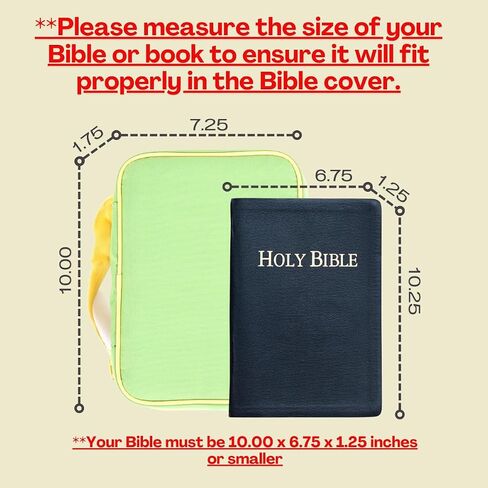 Yellow Green Bible Cover Case | Bible Bags Bible Study Supplies with Handle Ribbon Bookmark Pen Loop Organizer Pockets (8.62X6.37X1.5) in Saudi Arabia