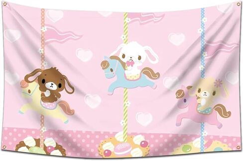 NHASJDF Sugarbunnies flag Tapestry poster cutecore room decor tapestry 3x5FT Warm bedroom decoration Provide four brass buckles for easy hanging in Saudi Arabia