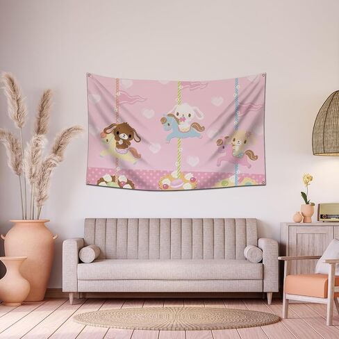 NHASJDF Sugarbunnies flag Tapestry poster cutecore room decor tapestry 3x5FT Warm bedroom decoration Provide four brass buckles for easy hanging in Saudi Arabia