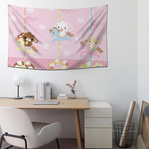 NHASJDF Sugarbunnies flag Tapestry poster cutecore room decor tapestry 3x5FT Warm bedroom decoration Provide four brass buckles for easy hanging in Saudi Arabia