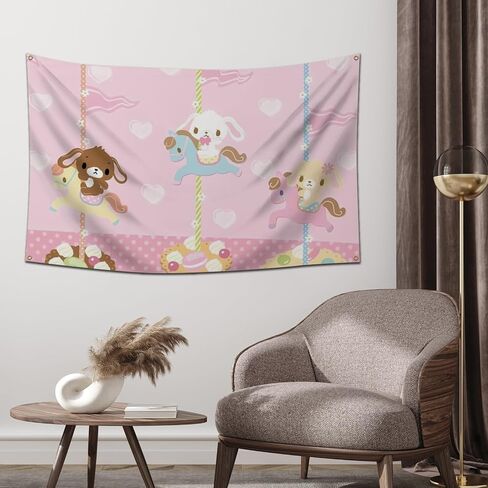 NHASJDF Sugarbunnies flag Tapestry poster cutecore room decor tapestry 3x5FT Warm bedroom decoration Provide four brass buckles for easy hanging in Saudi Arabia