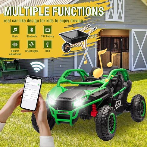 24V 2 Seater Ride On UTV for Kids w/Parents Remote Control, Power Wheels, 400W High-Power, Four-Wheel Suspension, 20" Seat, Bluetooth, MP3, USB, LED Lights, Horn, Rear Storage, 3.73-4.97 MPH, Ages 3+ in Saudi Arabia
