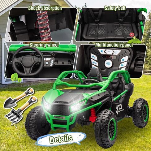 24V 2 Seater Ride On UTV for Kids w/Parents Remote Control, Power Wheels, 400W High-Power, Four-Wheel Suspension, 20" Seat, Bluetooth, MP3, USB, LED Lights, Horn, Rear Storage, 3.73-4.97 MPH, Ages 3+ in Saudi Arabia