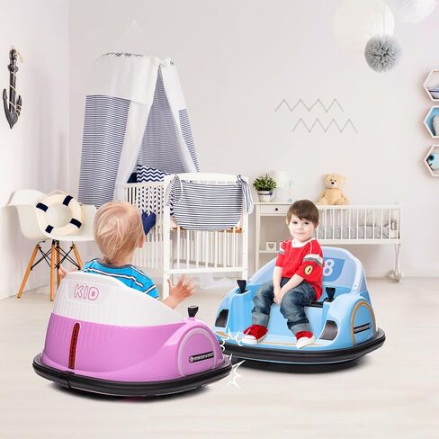 سيارة ركوب 12 فولت للأطفال، هدايا ركوب على الألعاب، سيارة صدمات كهربائية للأطفال الصغار مع جهاز تحكم عن بعد، شاشة عرض البطارية، دوران 360 درجة، أضواء LED، موسيقى، وردي in Saudi Arabia