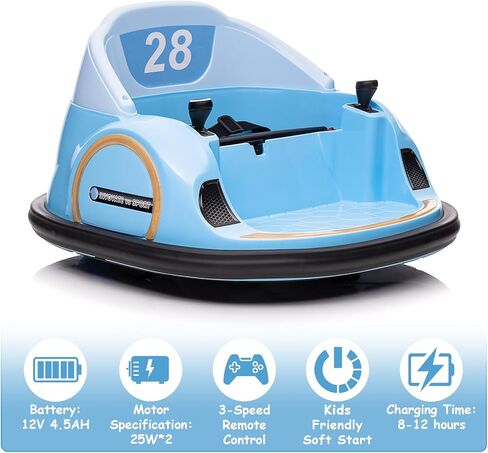 12V Ride On Bumper Car for Kids Ride on Toy Gifts Toddlers Electric Bumping Car with Remote Control, Battery Display, 360 Degree Spin, LED Lights, Music, Pink in Kuwait