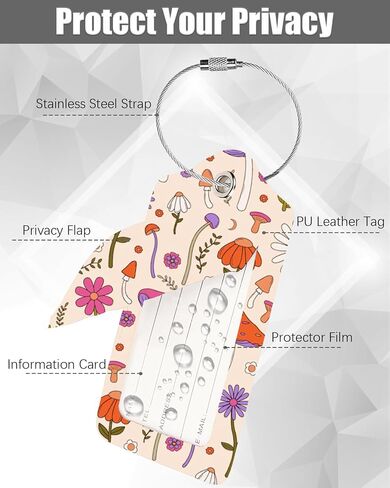 2 Pack Luggage Tags for Suitcase, Fashion Leather Suitcase Tags Cruise Ship with Privacy Cover and Double Metal Loop for Women Men Girls Boys Travel Baggage Bag Backpack Tags，Beige Checkered in Saudi Arabia