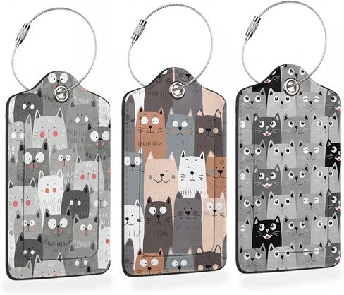 3 Pcs Luggage Tag for Suitcases,Mountain and Tree Sunset Landscape Leather Baggage Tags Identifiers for Travel,Privacy Protection Travel Bag Labels Suitcase Tags for Women Men in Kuwait