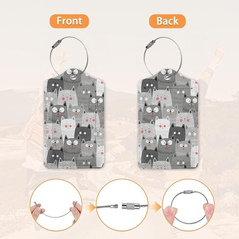 3 Pcs Luggage Tag for Suitcases,Mountain and Tree Sunset Landscape Leather Baggage Tags Identifiers for Travel,Privacy Protection Travel Bag Labels Suitcase Tags for Women Men in Kuwait