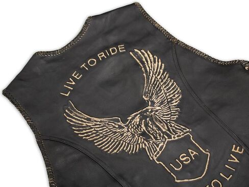 Men's motorcycle leather vest with an eagle embossing (M) in Saudi Arabia