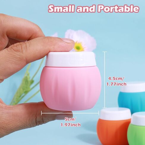 Travel Containers for Toiletries, GLAMFIELDS TSA Approved 1.7oz 50ml Travel Size Silicone Cream Jars BPA Free, Leak-proof Travel Essentials with Lid for Cosmetic Face Hand Body Cream Macaron (4 Pack) in Kuwait