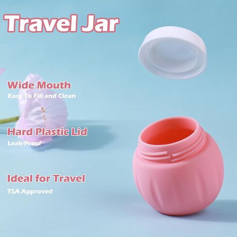 Travel Containers for Toiletries, GLAMFIELDS TSA Approved 1.7oz 50ml Travel Size Silicone Cream Jars BPA Free, Leak-proof Travel Essentials with Lid for Cosmetic Face Hand Body Cream Macaron (4 Pack) in Kuwait