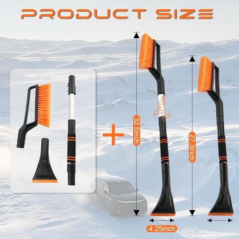SINGARO Ice Scraper and Snow Brush for Car Windshield, Snow Scraper for Car, Snow Winter Car Necessities, Multi Functional Car Snow Removal Tools, Car Accessories Gift for Women and Man Accessories in Kuwait