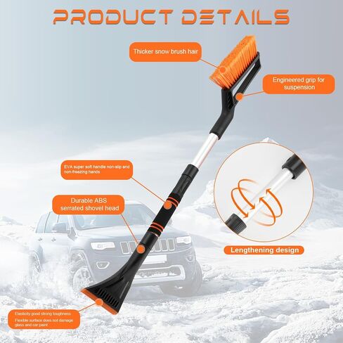 SINGARO Ice Scraper and Snow Brush for Car Windshield, Snow Scraper for Car, Snow Winter Car Necessities, Multi Functional Car Snow Removal Tools, Car Accessories Gift for Women and Man Accessories in Kuwait