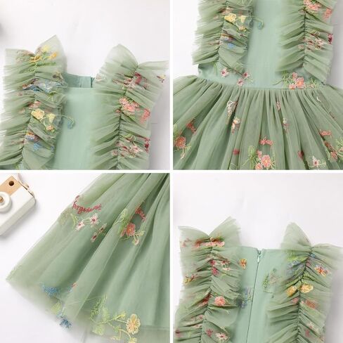 ODASDO Kids Girls Tutu Tulle Ruffle Sleeve Princess Dress Birthday Party Pageant Holiday Wedding Formal Occasion Dresses in Saudi Arabia