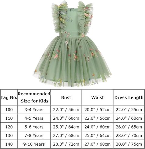 ODASDO Kids Girls Tutu Tulle Ruffle Sleeve Princess Dress Birthday Party Pageant Holiday Wedding Formal Occasion Dresses in Saudi Arabia