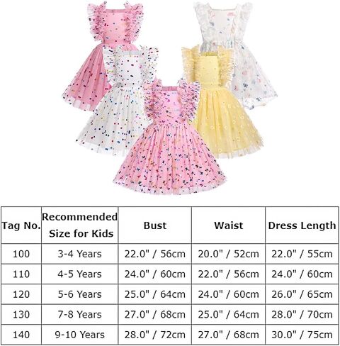 ODASDO Kids Girls Tutu Tulle Ruffle Sleeve Princess Dress Birthday Party Pageant Holiday Wedding Formal Occasion Dresses in Saudi Arabia