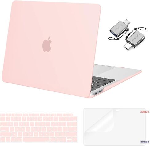 MOSISO Compatible with MacBook Air 13 inch Case 2022, 2021-2018 Release A2337 M1 A2179 A1932 Retina Display Touch ID, Plastic Hard Shell&Keyboard Cover&Screen Protector&Type C Adapter, Crystal Clear in Saudi Arabia