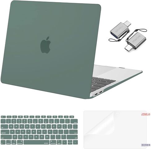 MOSISO Compatible with MacBook Air 13 inch Case 2022, 2021-2018 Release A2337 M1 A2179 A1932 Retina Display Touch ID, Plastic Hard Shell&Keyboard Cover&Screen Protector&Type C Adapter, Crystal Clear in Saudi Arabia