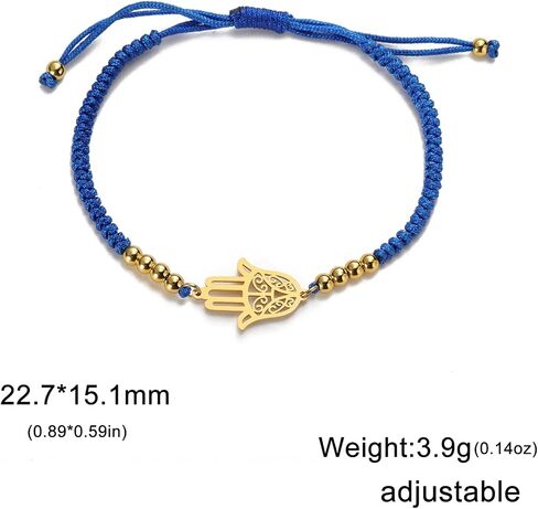 EUEAVAN Hamsa Bracelet Hand of Fatima Bracelet Adjustable Beaded Couple Bracelets Kabbalah Fatima Hand Amulet Jewelry Handmade Braided Rope Lucky Red String Bracelet in Kuwait