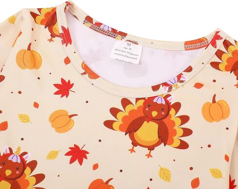Thanksgiving Toddler Girls Turkey Pumpkin Outfits Set Ruffle T-Shirt Dress and Pants Outfit Set 3-8Years in Saudi Arabia