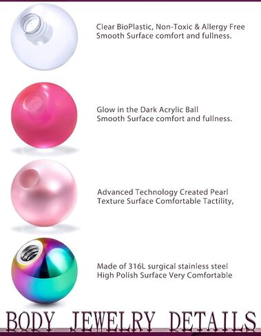 Jenxnjsjo 16/14g 5mm Replacement Piercing Balls Parts Surgical Stainless Steel for Belly Button Naval Nipple Tongue Ring Industrial Barbell Earrings Bridge Cheek Body Jewelry Women Mens in Saudi Arabia