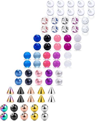 Jenxnjsjo 16/14g 5mm Replacement Piercing Balls Parts Surgical Stainless Steel for Belly Button Naval Nipple Tongue Ring Industrial Barbell Earrings Bridge Cheek Body Jewelry Women Mens in Saudi Arabia