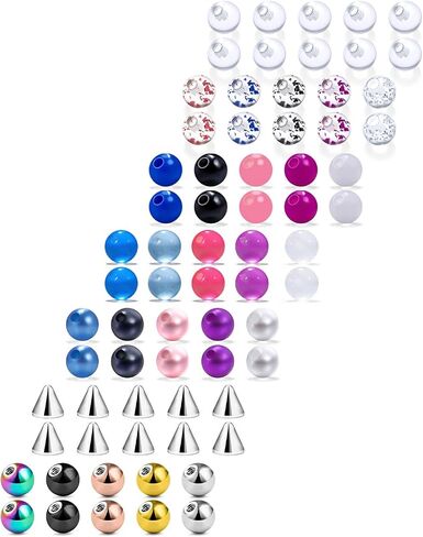 Jenxnjsjo 16/14g 5mm Replacement Piercing Balls Parts Surgical Stainless Steel for Belly Button Naval Nipple Tongue Ring Industrial Barbell Earrings Bridge Cheek Body Jewelry Women Mens in Saudi Arabia