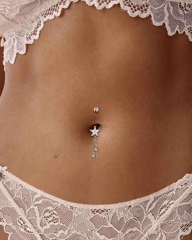 COCHARM 14K Gold Plated Belly Button Rings 14G 925 Sterling Silver Belly Navel Rings for Women Dangle Belly Navel Piercing Jewelry in Saudi Arabia